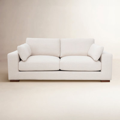 Sofa Button Tufted Light Gray Mid-Century Modern Tapered Legs