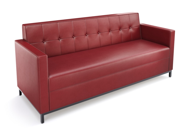 Sofa Button Tufted Polished Metal Slim Legs Upholstered