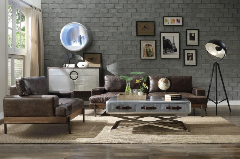 Sofa Chesterfield Distressed Chocolate Carved Wood Apron Tufted