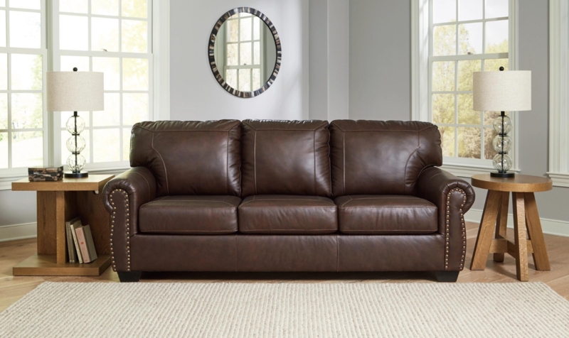Sofa Classic Style, Nailhead Trim, Rolled Arms, Block Feet
