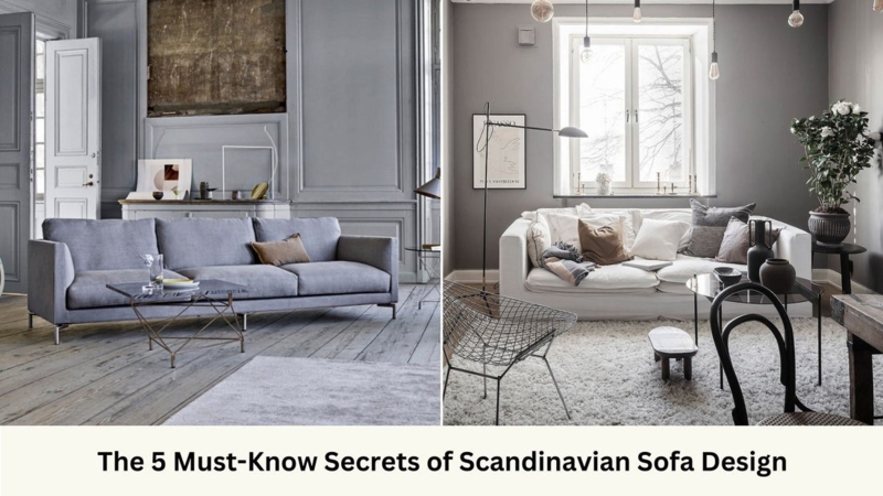 Sofa Clean Lines in Beige Fabric with Tapered Wooden Peg Legs