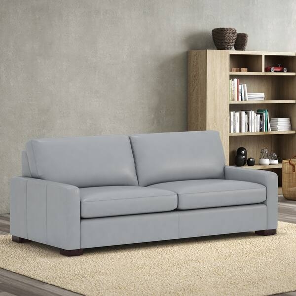 Sofa Cognac Leather-Look Mid-Century Silhouette Tapered Legs