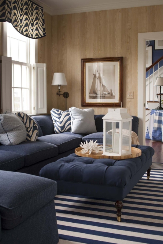 Sofa: Contrast Piping, Nautical Style, Rattan Chairs Context