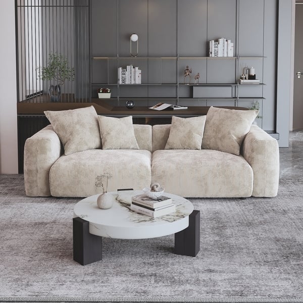 Sofa Corduroy Upholstery Olive Green Deep Seat Design