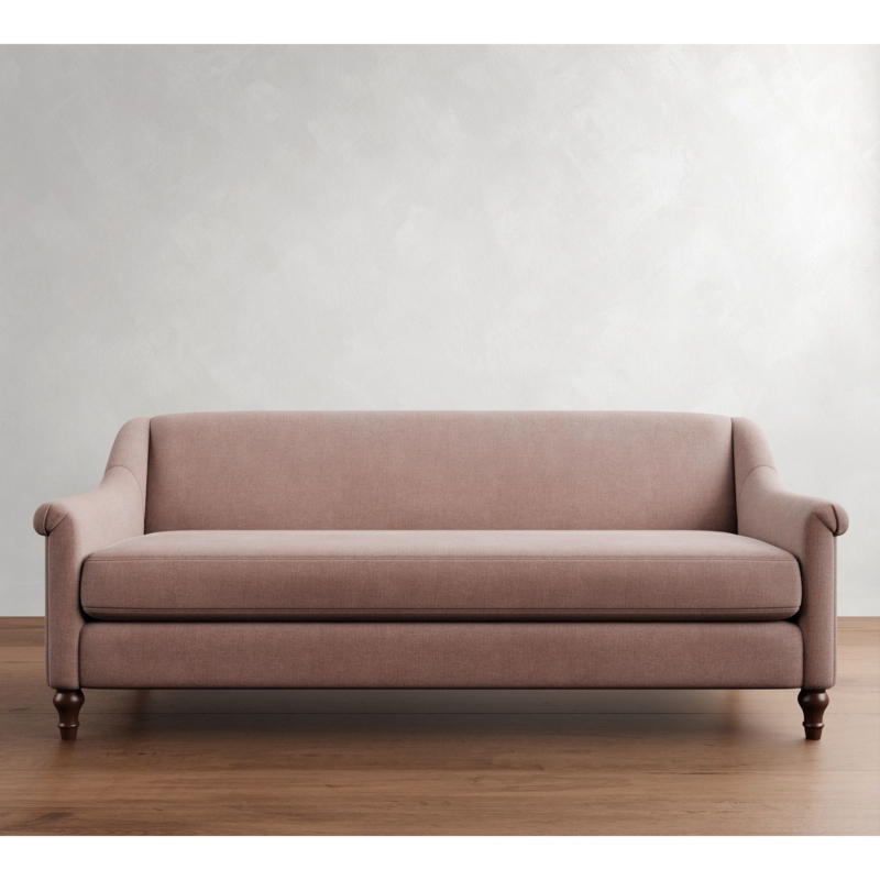 Sofa Cream Bench Seat Low Profile in Japandi Minimalist Living Room