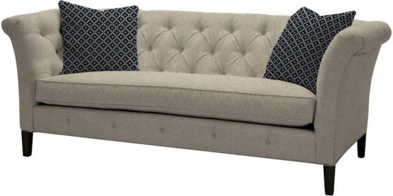 Sofa Diamond Tufted Back Traditional Cream Upholstered Casters