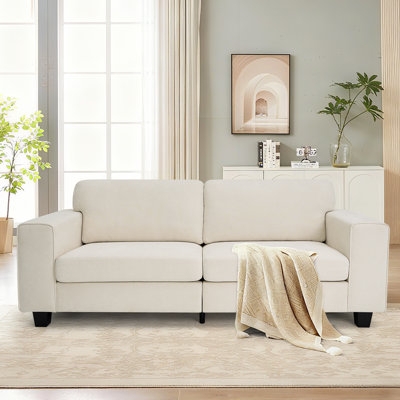 Sofa Extra Wide Arms Deep Seat Depth Cream Textured Cloud Style
