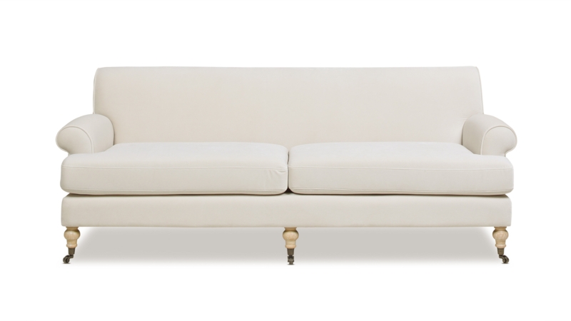 Sofa Front Casters Button Tufted Tight Back Beige Traditional