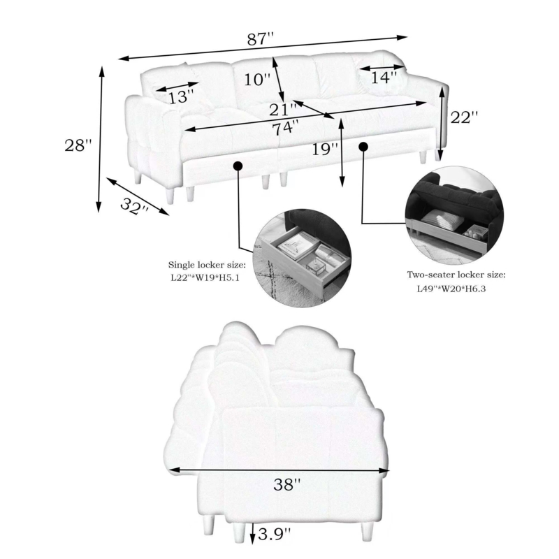 Sofa: Functional Living Room Centerpiece, Black Center Console Cup Holders