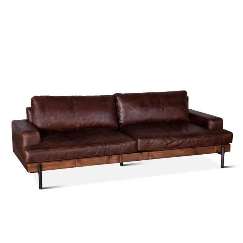 Sofa Geisha Brown Low Profile Splayed Metal Legs Industrial
