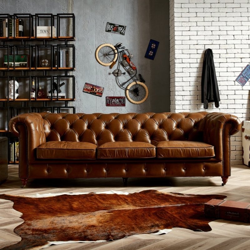 Sofa Gray Grid Tufting Track Arms Low Profile Urban Minimalist