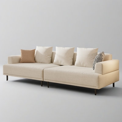 Sofa High Ground Clearance Slim Black Legs Cream Crisp Track Arms
