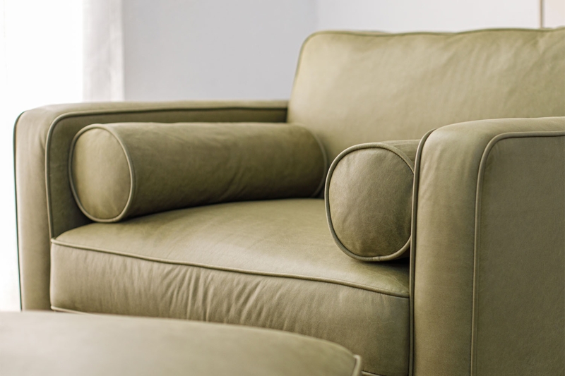 Sofa in Cream Woven Fabric with Tapered Black Legs, Scandinavian