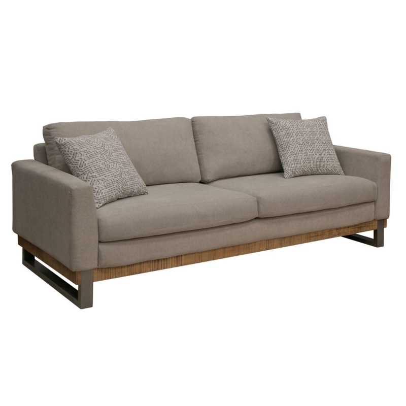 Sofa Industrial Wood Frame Chunky Rustic Almond Upholstery