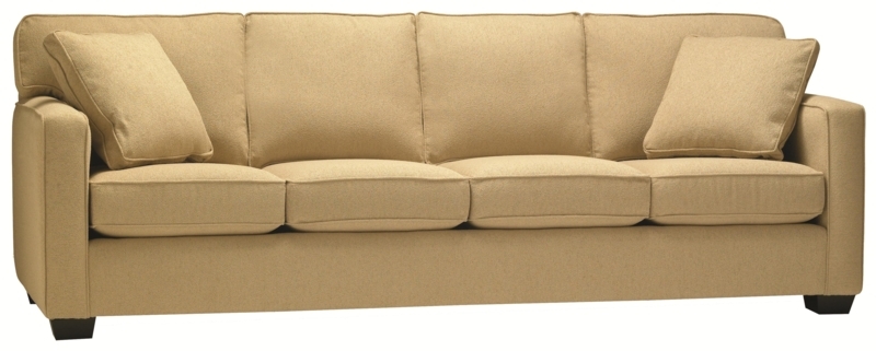 Sofa Light Gray Woven Fabric 4 Seat with Boxed Back Cushions