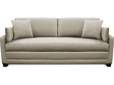Sofa Navy Blue Bench Seat with Flared Arms and Tapered Wood Legs