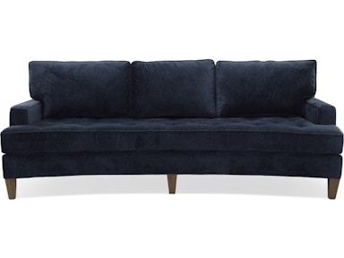 Sofa Navy Blue Bench Seat with Track Arms and Tapered Wood Legs