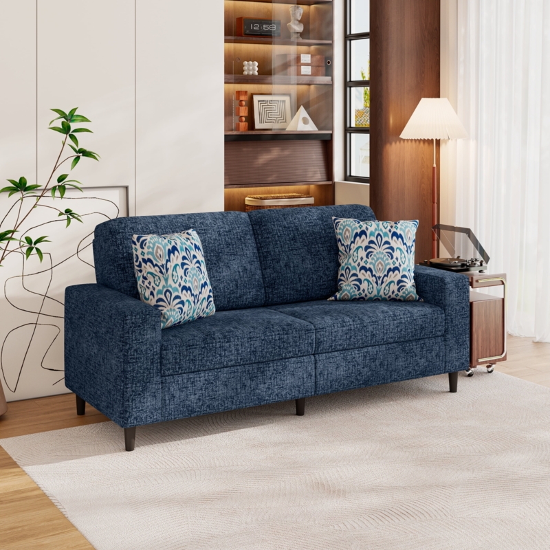 Sofa: Navy Blue Chenille Texture for Small Space Living