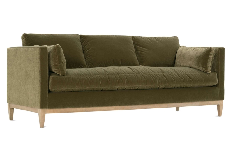 Sofa Olive Green Velvet Bench Seat Tapered Legs