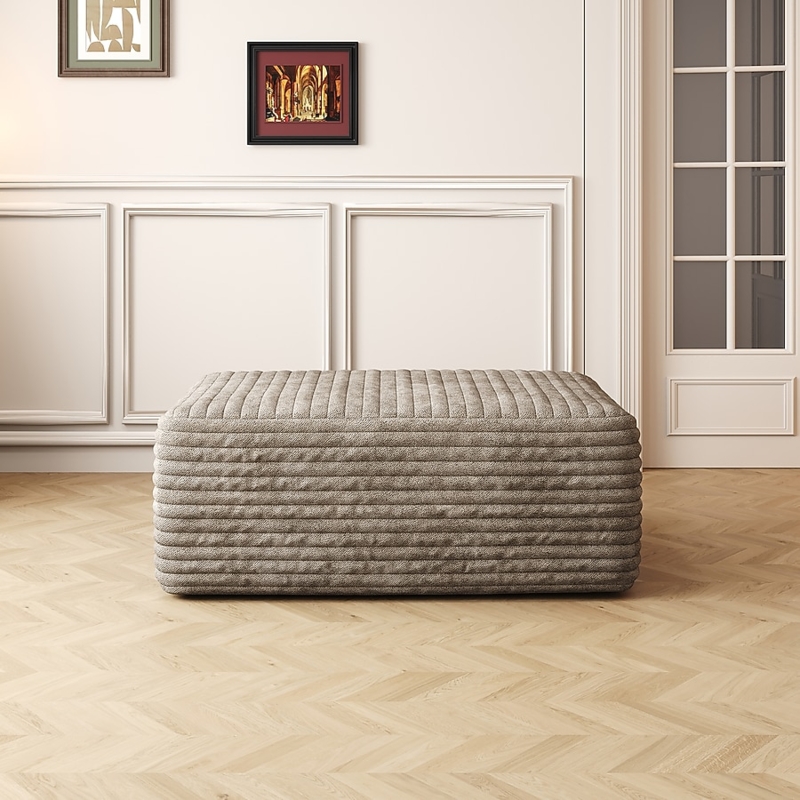 Sofa Ottoman Camel Corduroy Oversized Square Low Profile Contemporary