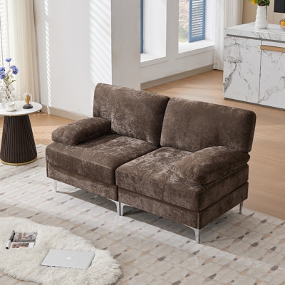 Sofa Pillow Top Arms Cream Deep Seating Cozy Low Profile Couch