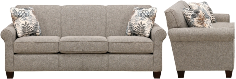 Sofa Rolled Arms Pepper Gray Upholstery Tight Back Loose Seat