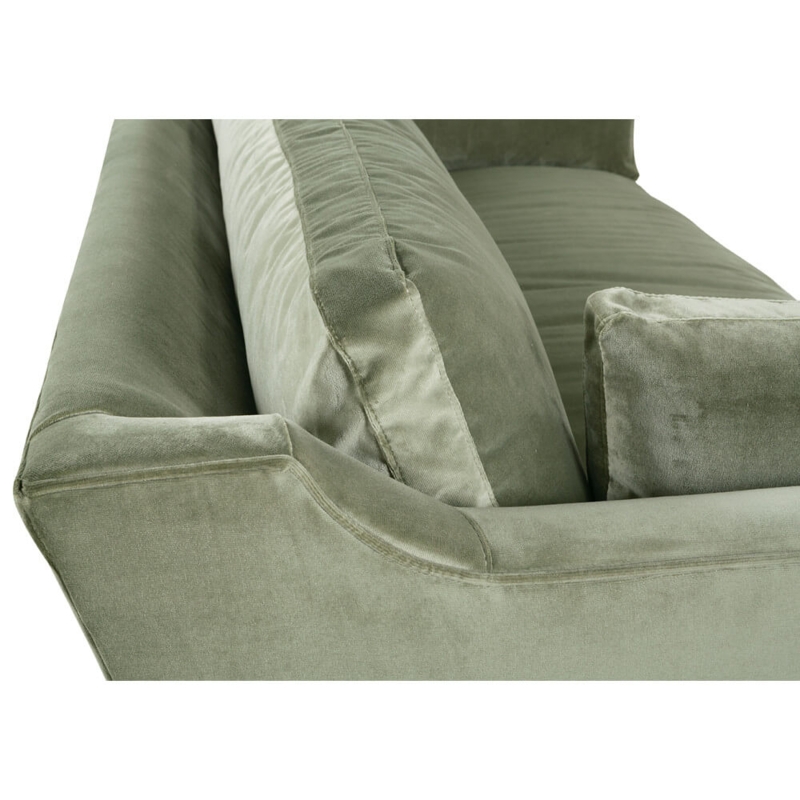 Sofa Sage Green Velvet Bench Seat with Track Arms and Block Feet