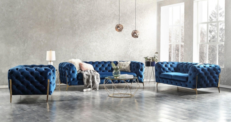 Sofa Scalloped Silhouette Royal Blue Velvet Royal Blue Velvet Sofa Set