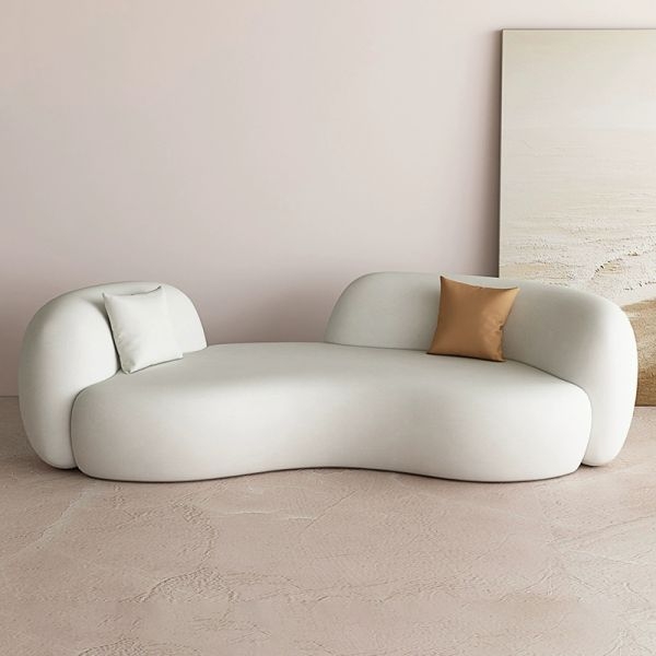 Sofa: Scandi Style Sofa With Wood Legs, Off-White Cylindrical Legs