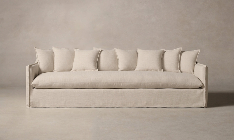 Sofa Scatter Back Cushions Slipcovered Silhouette Woven Chenille