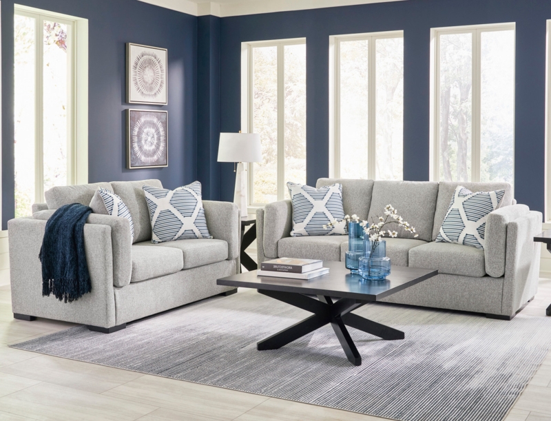 Sofa Set Contemporary Minimalist Track Arms Block Feet