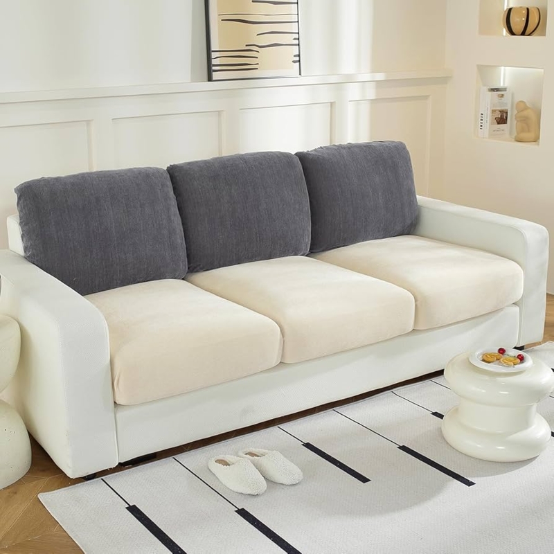 Sofa Slipcover Chenille Yarn Stretch Backrest Covers Dark Grey