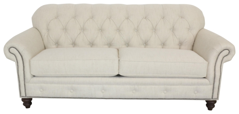 Sofa Traditional Leather-Like Button Tufted Nailhead Trim Rolled