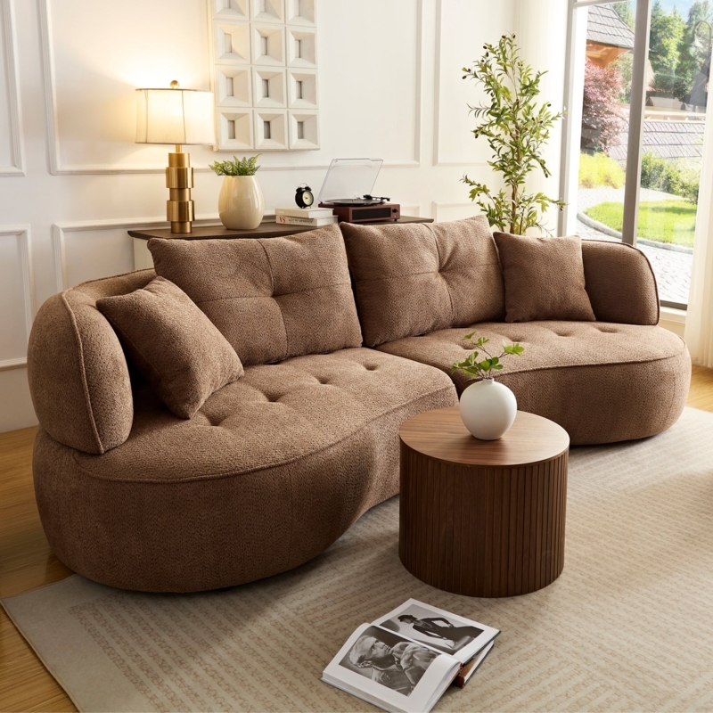 Sofa Upholstered Fabric Black Metal Tapered Legs Detachable Pillows