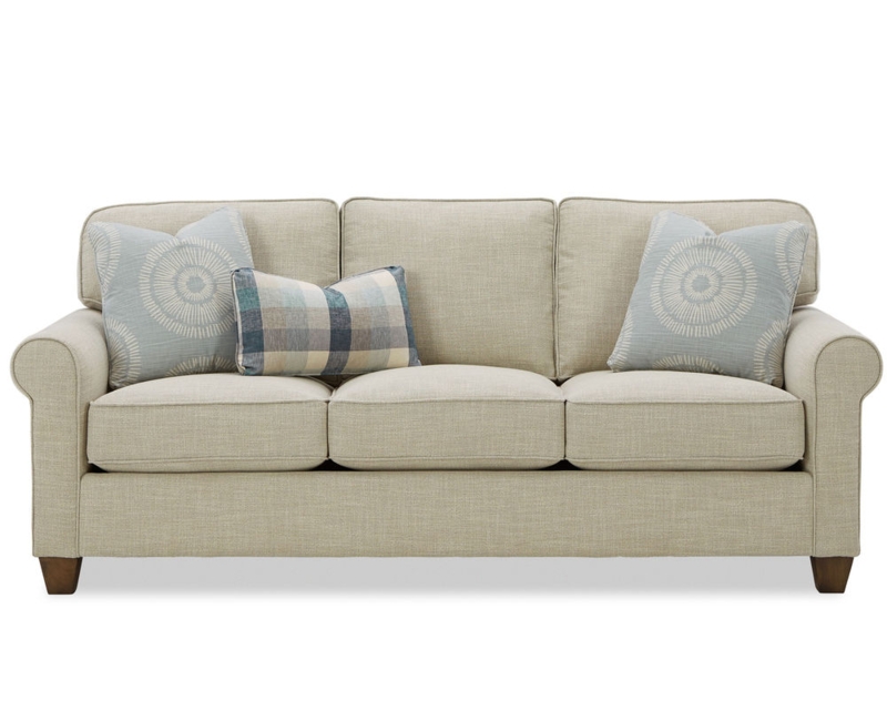 Sofa Vibrant Blue Upholstery Flared Rolled Arms