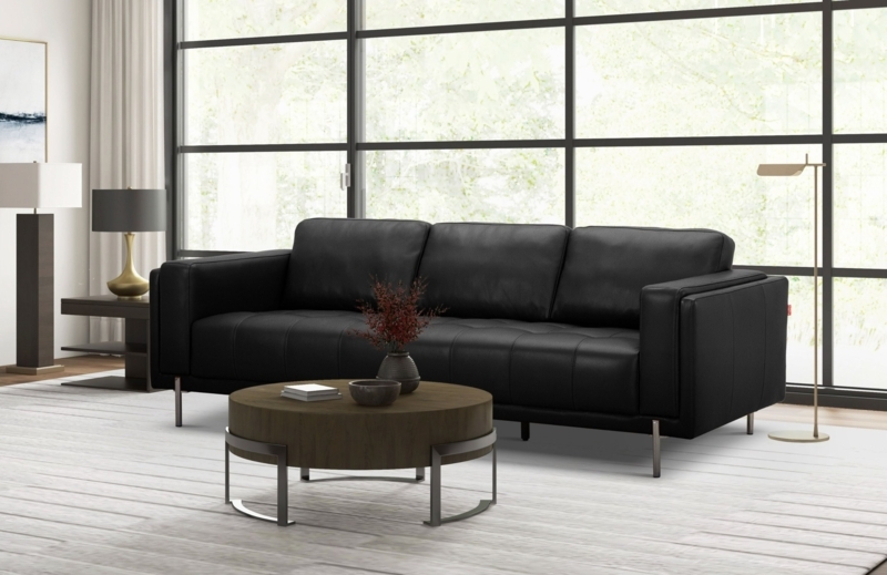 Sofa with Adjustable Headrests, Low Profile and Polished Metal Legs