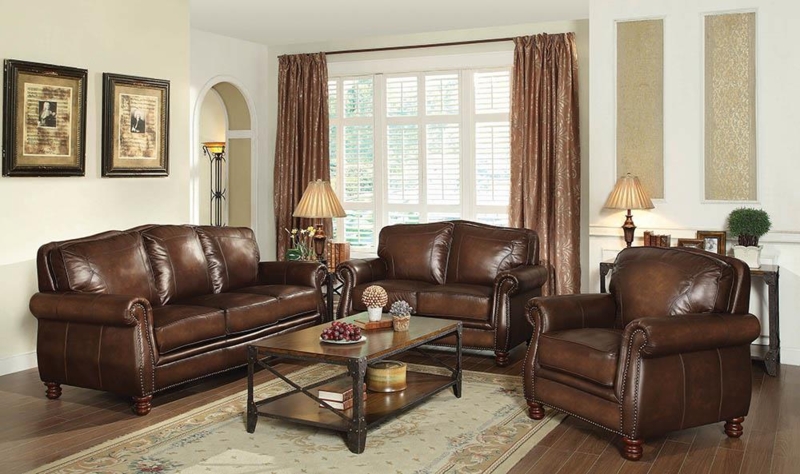 Sofa with Carved Wood Trim and Hand Rubbed Finish, Traditional Tufted