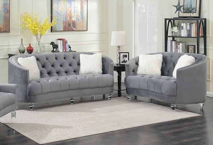 Sofa with Linen Texture, Track Arms & Geometric Pillows