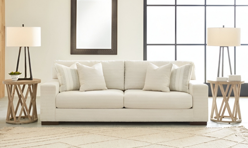 Sofa with Reversible Cushions in Charcoal Grey, Transitional Style