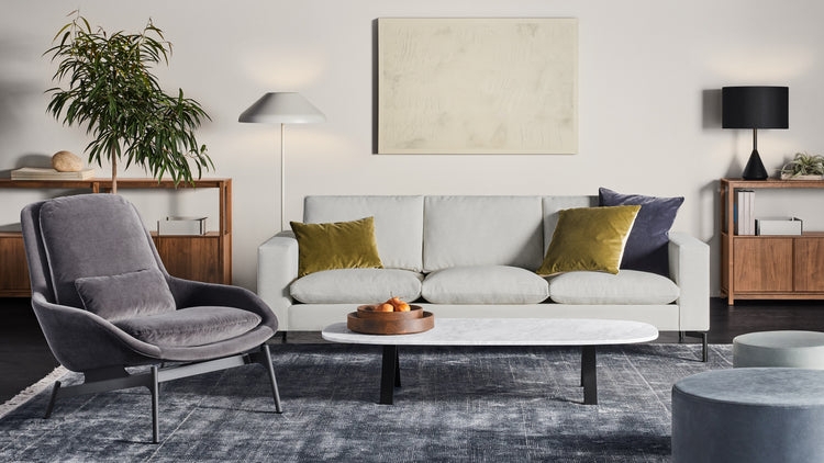 Sofa with Slim Metal Base and 104 Inch Length in Upholstery
