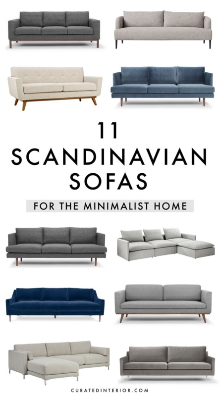 Sofa with Square Arms in Light Gray Fabric and Tapered Wooden Legs