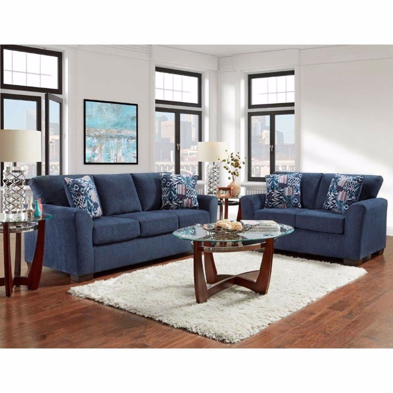 Sofa: Woven Fabric Texture, Track Arms, Tailored Blue Living