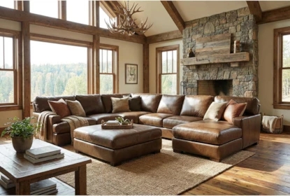 Spacious U-Shaped Sectional with Matching Cocktail Ottoman