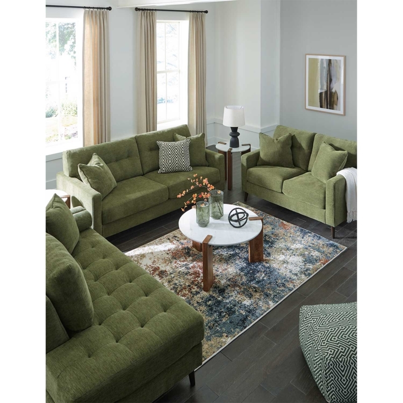 Square Arm Sofa with Button Tufted Back Cushions and Tapered Legs