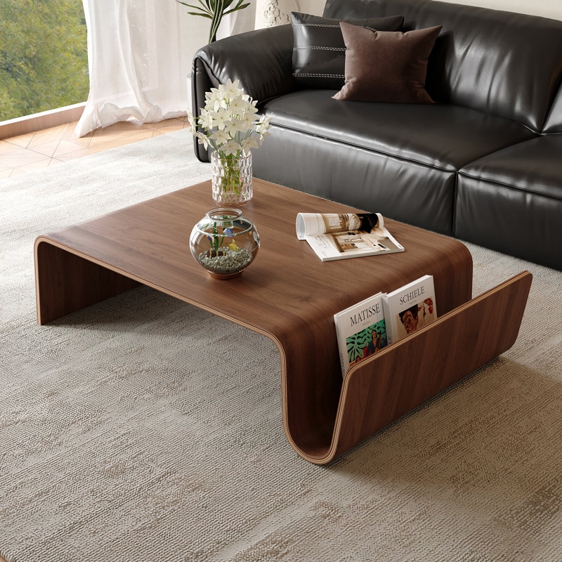 Square Bentwood Coffee Table with N-Shaped Base