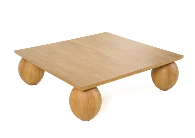Square Coffee Table with Recessed Base and Chunky Low Profile Design