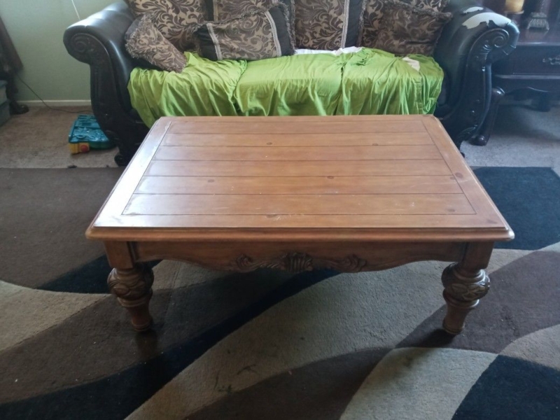Square Espresso Coffee Table with Recessed Block Base and Thick Top
