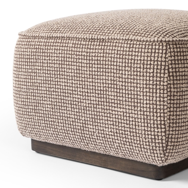 Square Ottoman, Oversized Proportions, Textured Weave, Transitional
