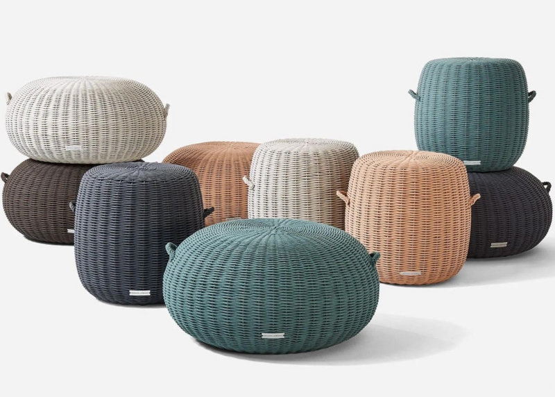 Square Ottoman Woven Basketweave Low Profile