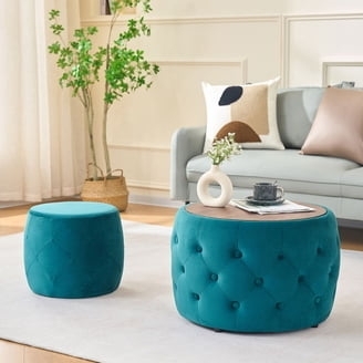 Storage Ottoman Deep Red Button Tufted Square Removable Lid